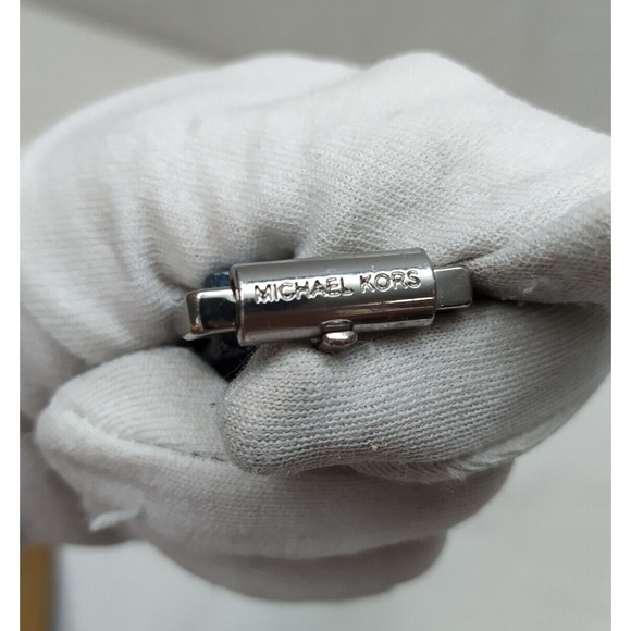 Michael Kors Blue Denim MK Logo Silver Chain Pull Women's Waist Pack Bell Bag - Picture 7 of 16